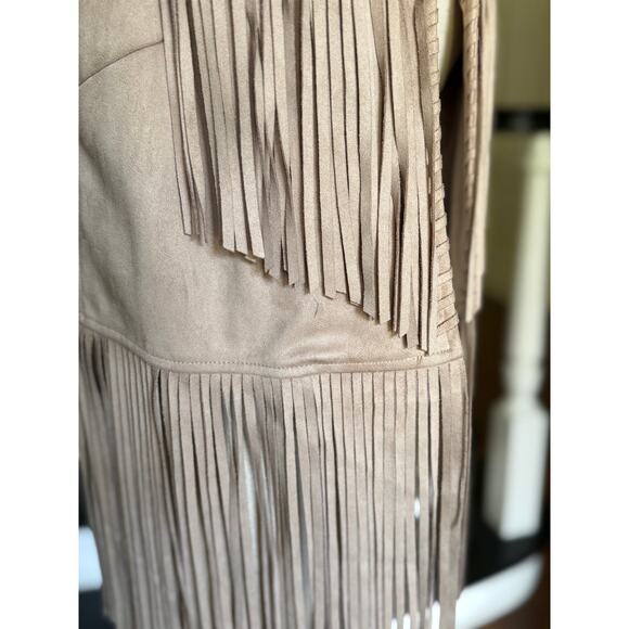Y2k Fringe Vest Faux Suede Western Rodeo Cowgirl Boho Hippie Concert Festival - Picture 9 of 10